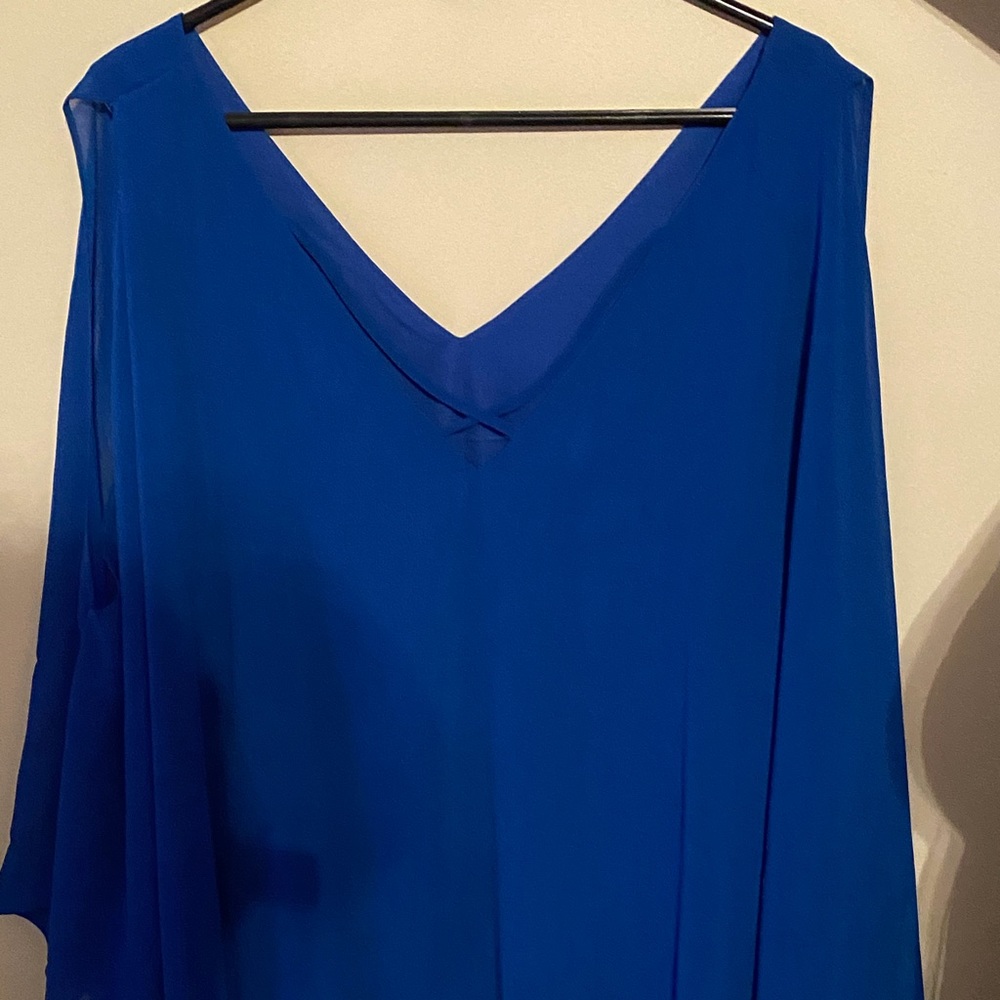 Royal Blue Cold Shoulder Blouse